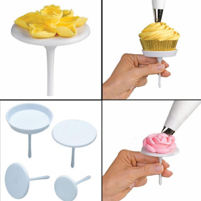 4pcs set Cake Flower Nails Plastic Piping Nail Baking Piping Stands Tools Removable Ice Cream Cake